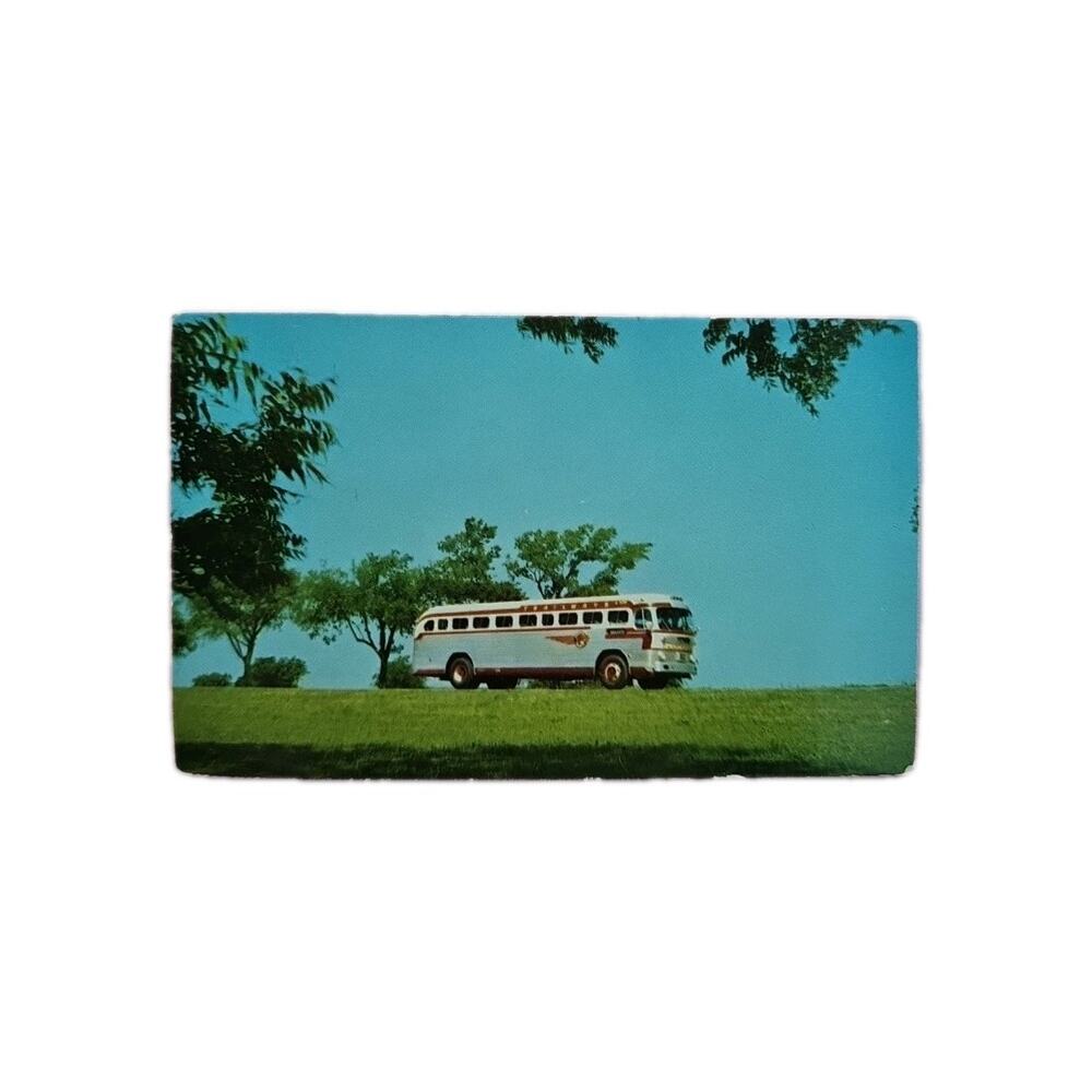 1958 CONTINENTAL TRAILWAYS BUS LINE Postcard VTG Silverliner 2 .02 Cent Stamp